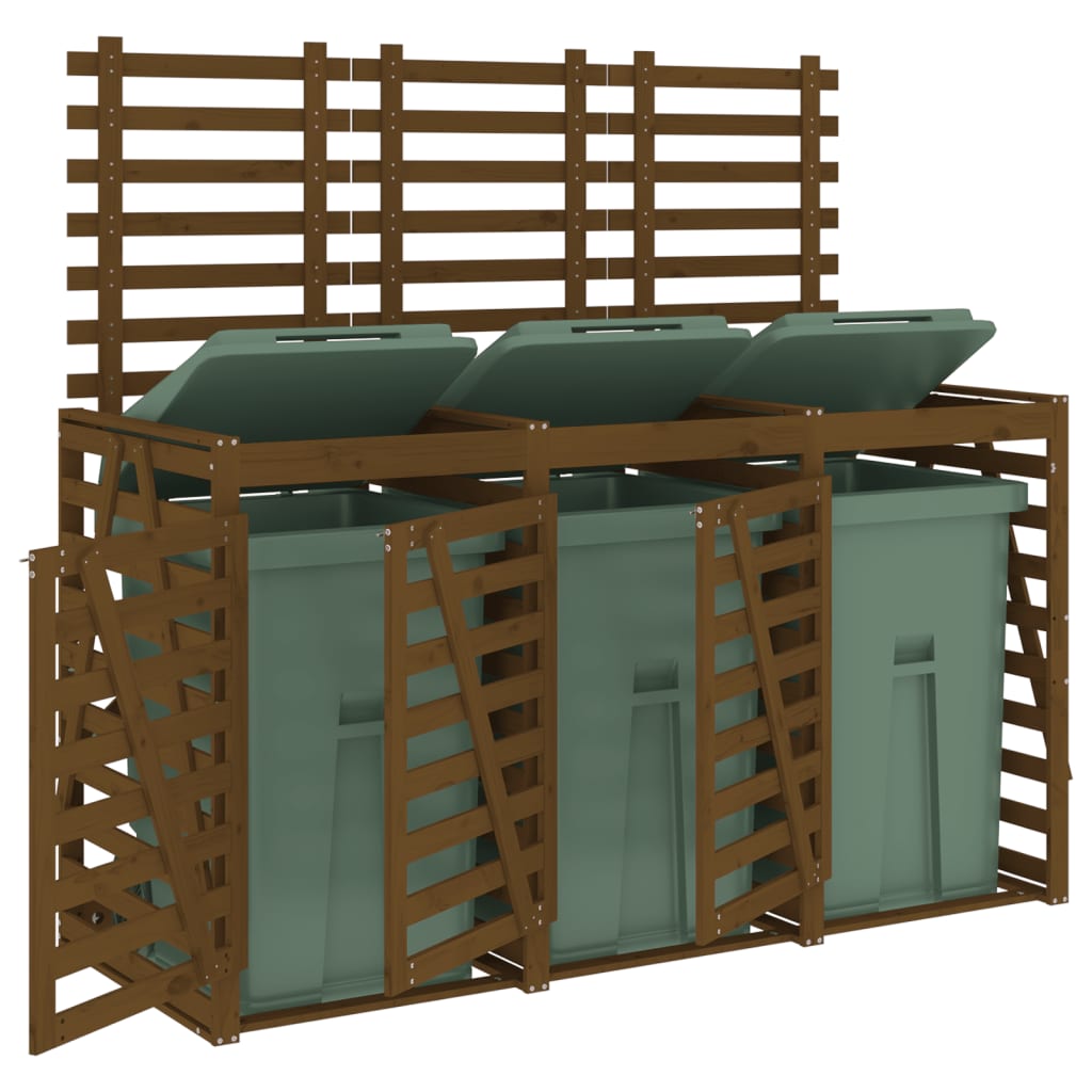 vidaXL Mülltonnenbox für 3 Tonnen Honigbraun Massivholz Kiefer