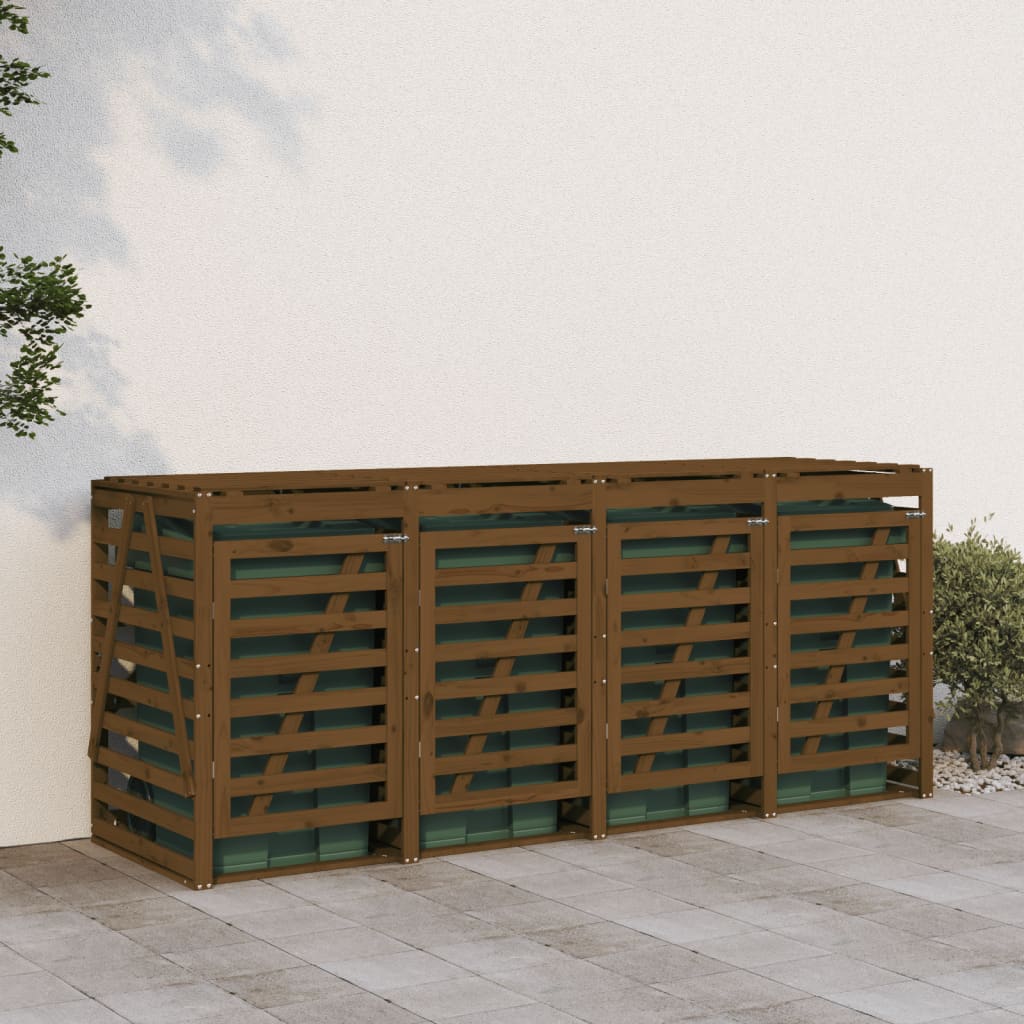 vidaXL Mülltonnenbox für 4 Tonnen Honigbraun Massivholz Kiefer