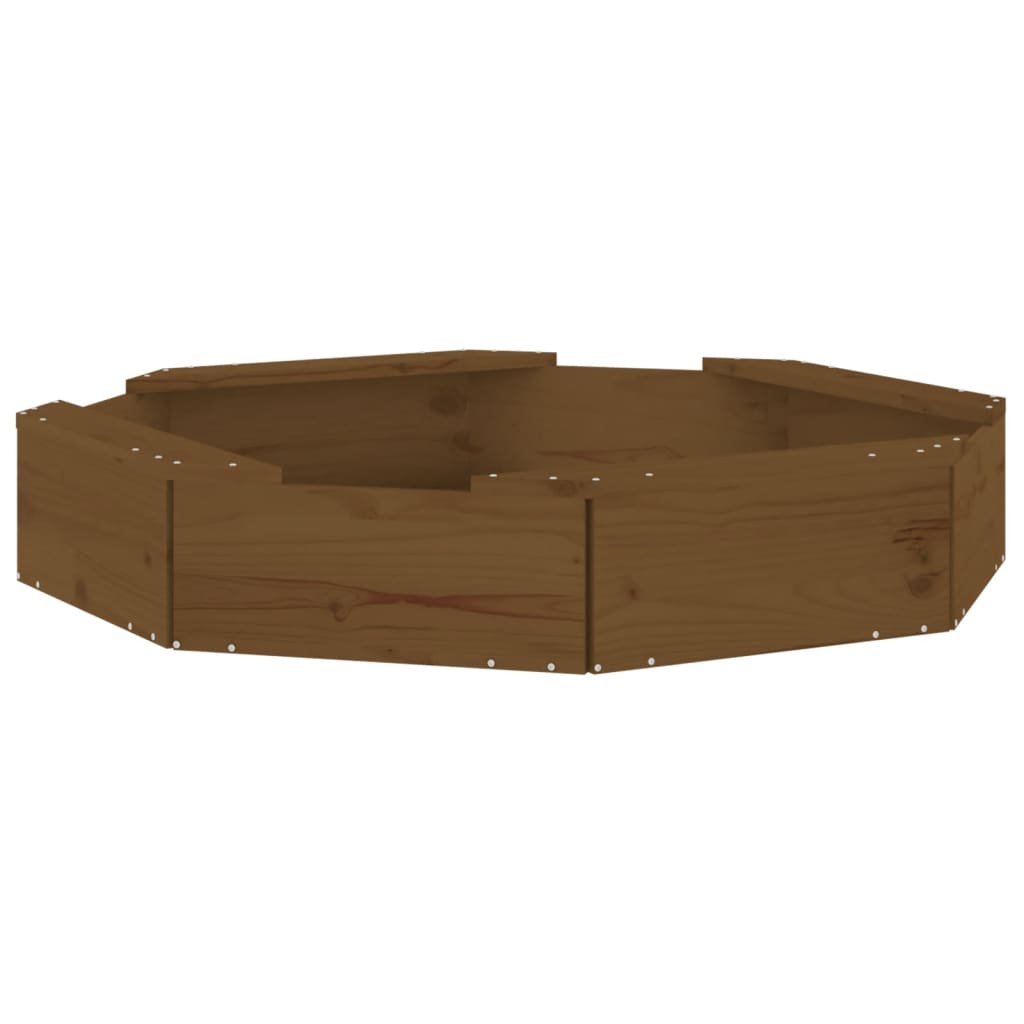 vidaXL Sandkasten mit Sitzen Honigbraun Achteck Massivholz Kiefer