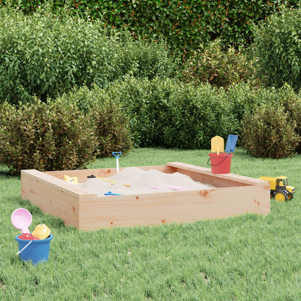 vidaXL Sandkasten mit Sitzen Quadratisch Massivholz Kiefer