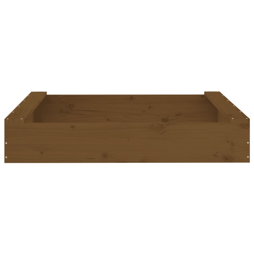vidaXL Sandkasten mit Sitzen Honigbraun Quadratisch Massivholz Kiefer