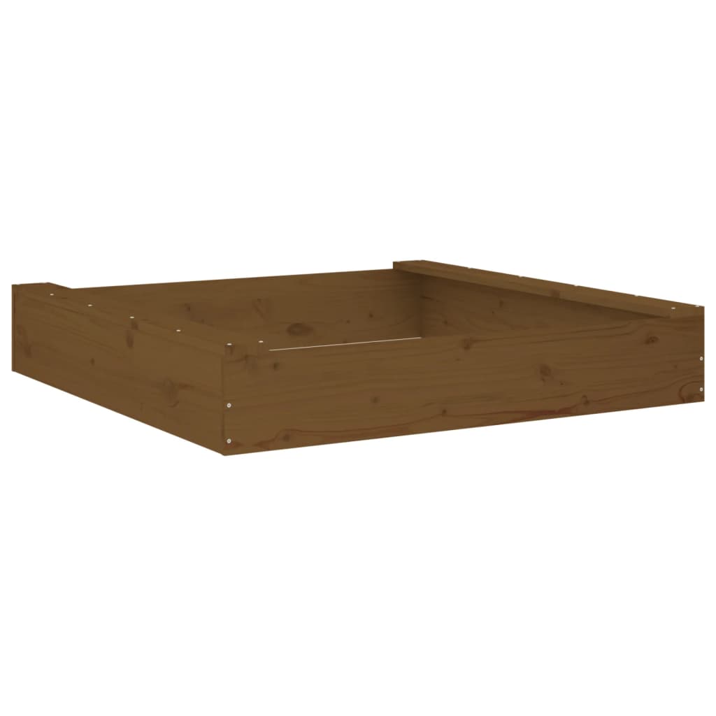 vidaXL Sandkasten mit Sitzen Honigbraun Quadratisch Massivholz Kiefer