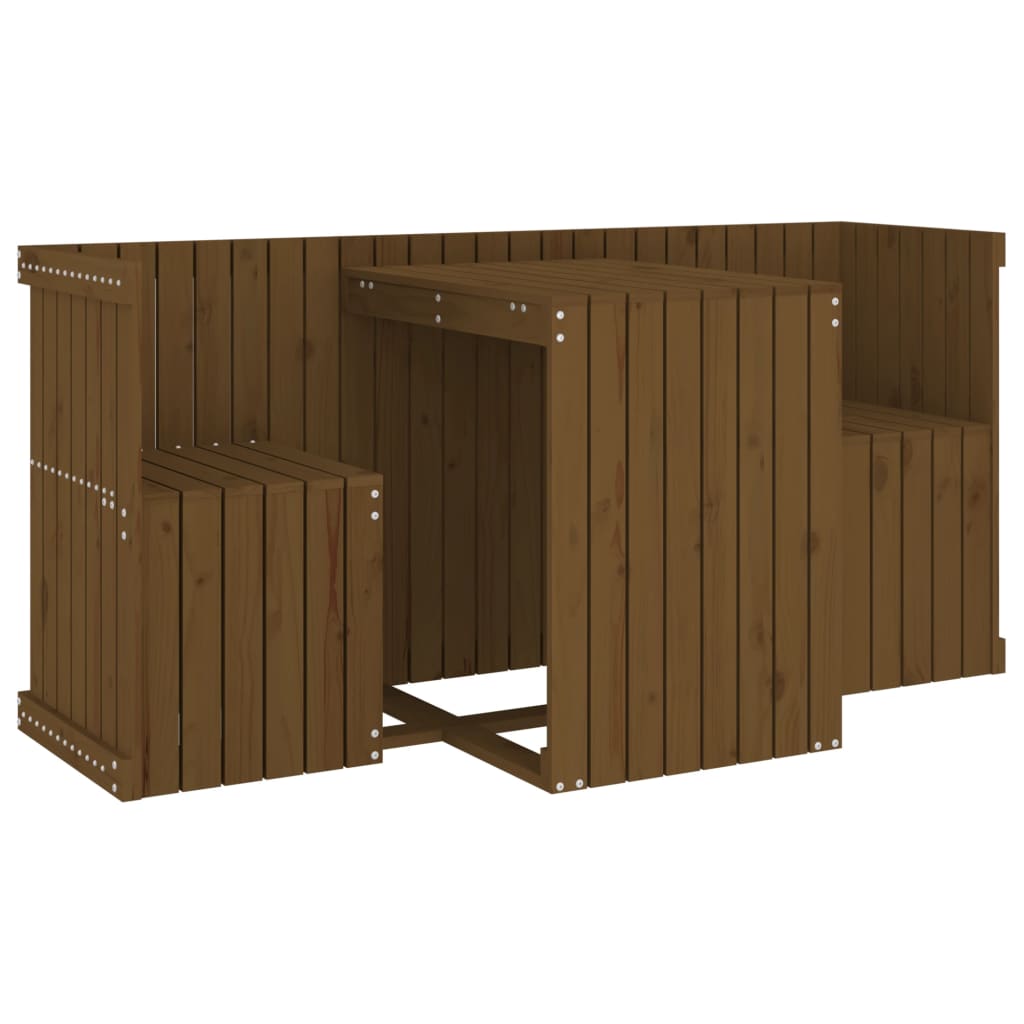 vidaXL Balkonmöbel-Set 2-Sitzer Honigbraun Massivholz Kiefer