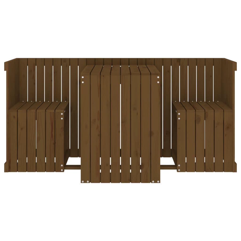 vidaXL Balkonmöbel-Set 2-Sitzer Honigbraun Massivholz Kiefer