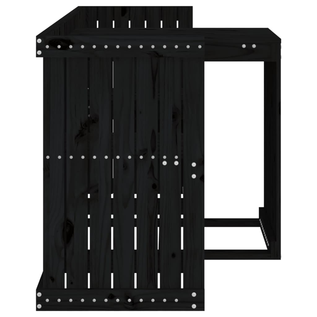 vidaXL Balkonmöbel-Set 2-Sitzer Schwarz Massivholz Kiefer