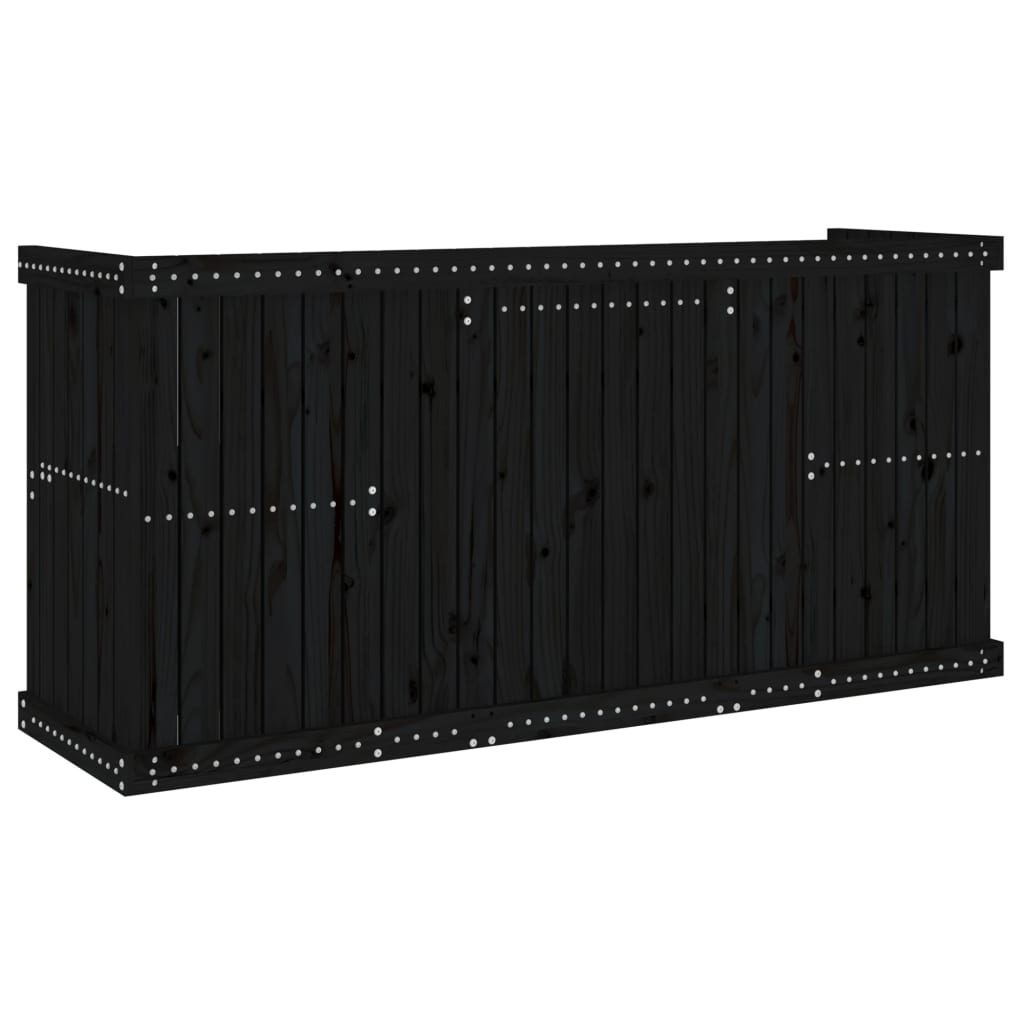 vidaXL Balkonmöbel-Set 2-Sitzer Schwarz Massivholz Kiefer