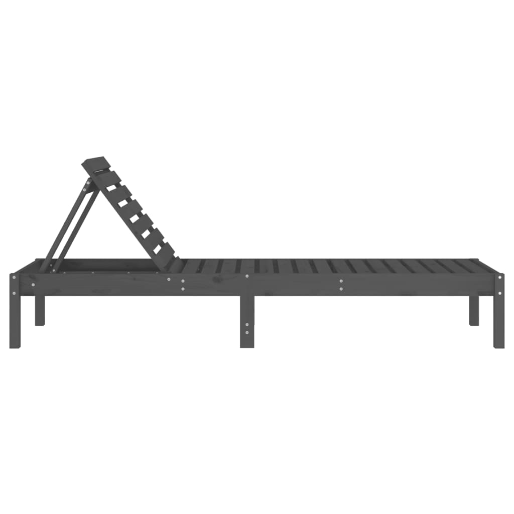 vidaXL Sonnenliege Grau 199,5x60x74 cm Massivholz Kiefer