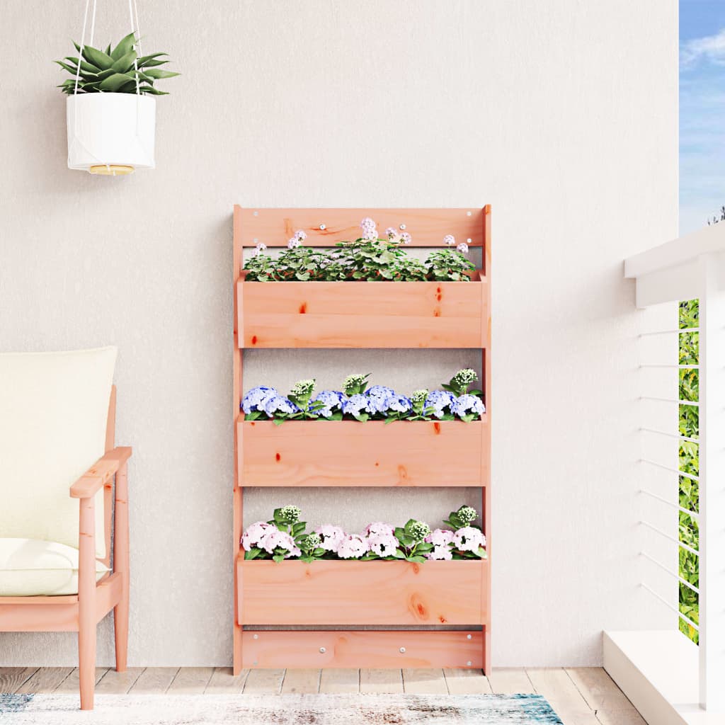 vidaXL Wand-Pflanzkübel 3 Fächer 60x18,5x110 cm Massivholz Douglasie