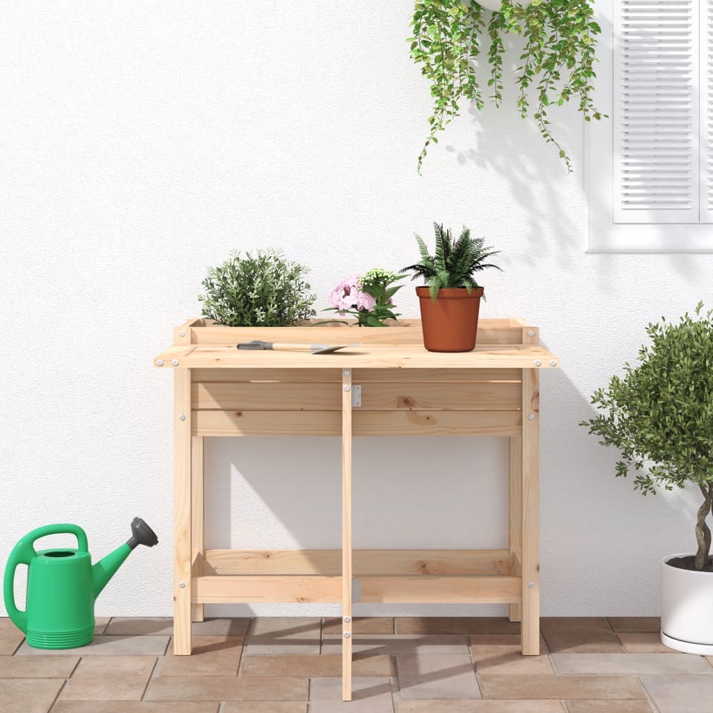 vidaXL Pflanzkübel mit Klapptisch Massivholz Kiefer