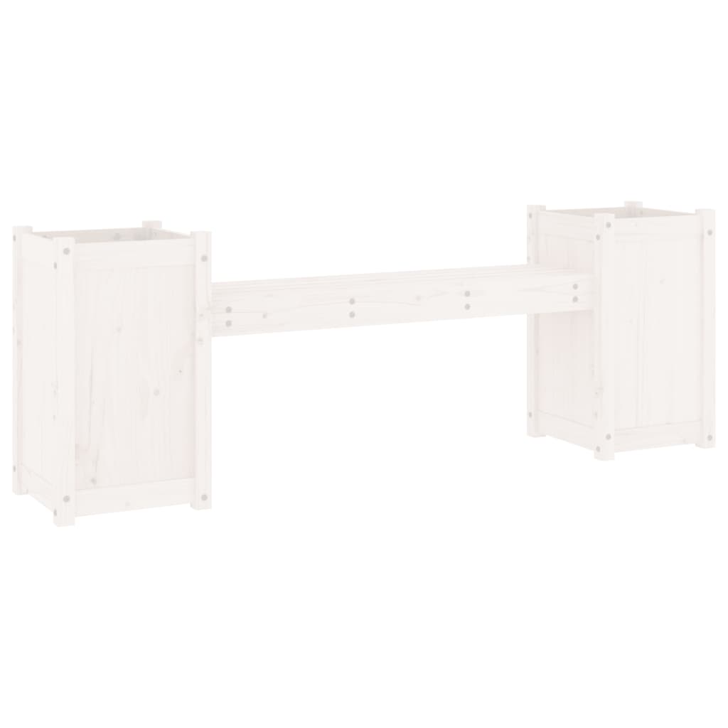 vidaXL Gartenbank mit Pflanzkübeln Weiß 180x36x63 cm Massivholz Kiefer