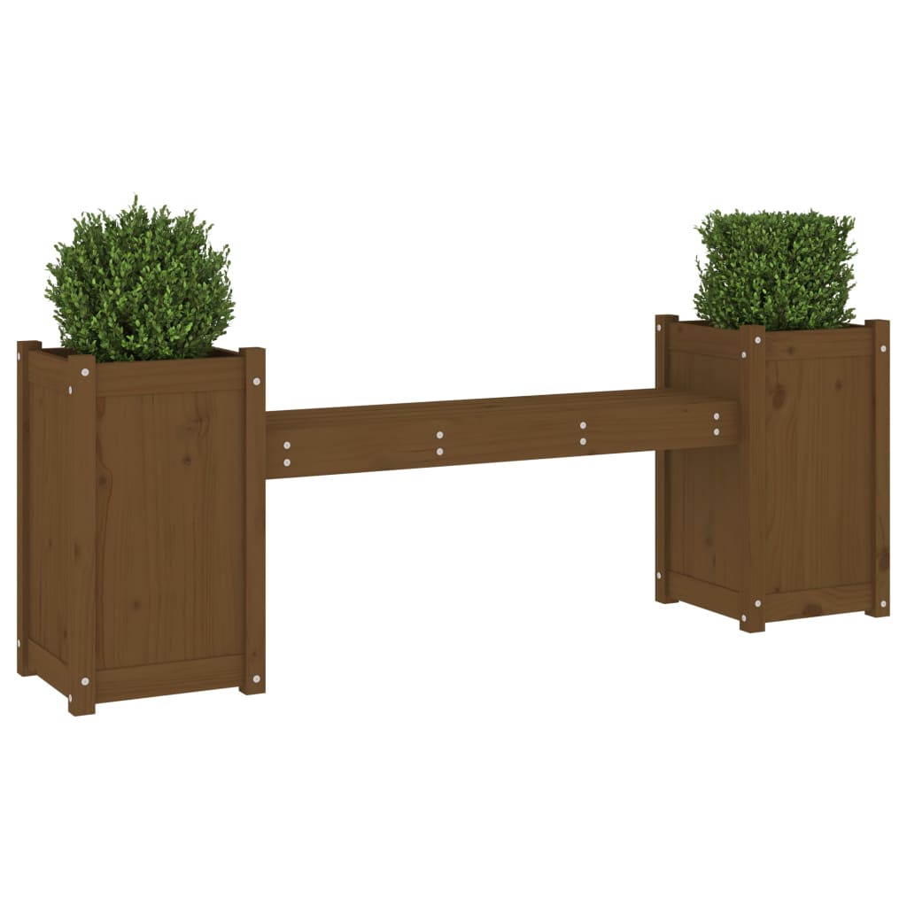 vidaXL Gartenbank mit Pflanzkübeln Honigbraun 180x36x63 cm Massivholz