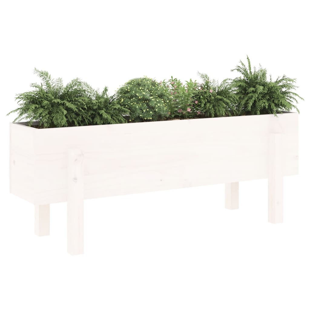 vidaXL Hochbeet Weiß 101x30x38 cm Massivholz Kiefer