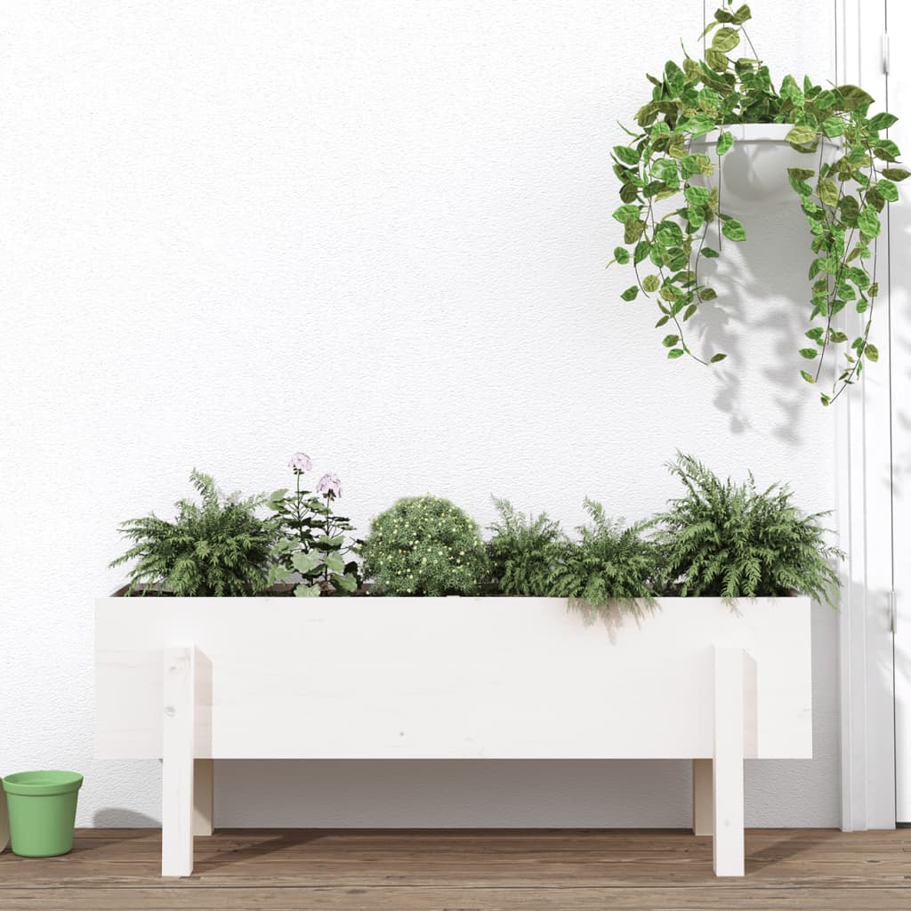 vidaXL Hochbeet Weiß 101x30x38 cm Massivholz Kiefer