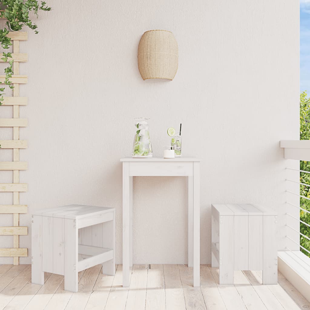 vidaXL Gartenhocker 2 Stk. Weiß 40x36x45 cm Massivholz Kiefer
