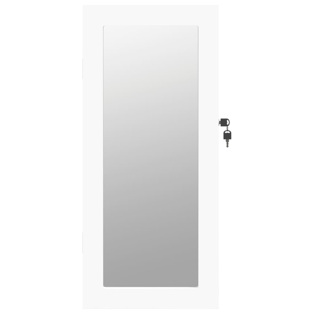 vidaXL Schmuckschrank mit Spiegel Wandmontage Weiß 30x8,5x67 cm