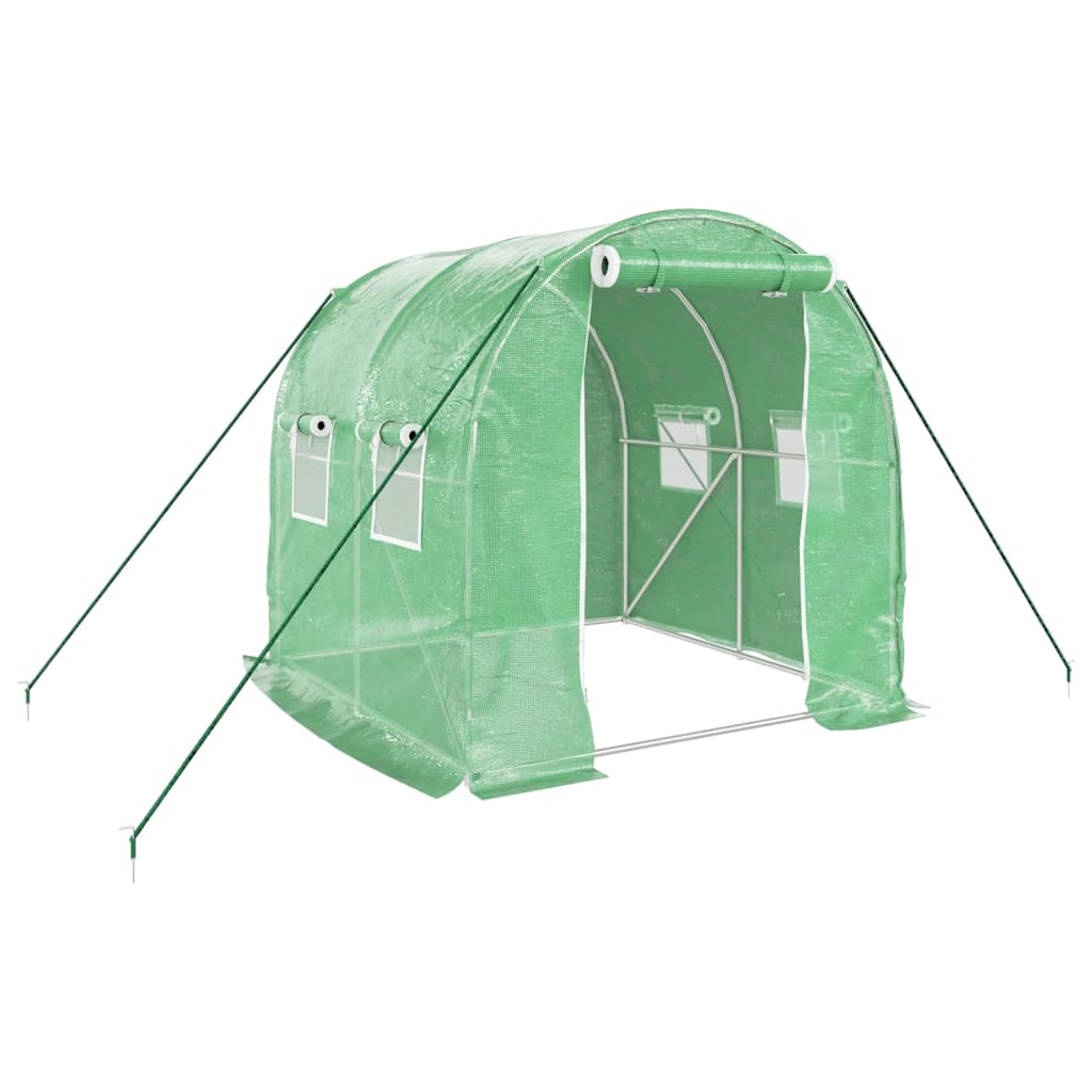 vidaXL Gewächshaus mit Stahlrahmen Grün 4 m² 2x2x2 m