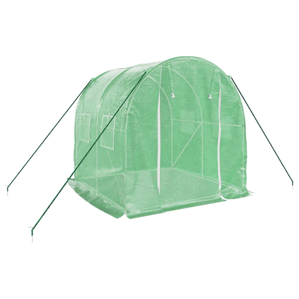 vidaXL Gewächshaus mit Stahlrahmen Grün 4 m² 2x2x2 m