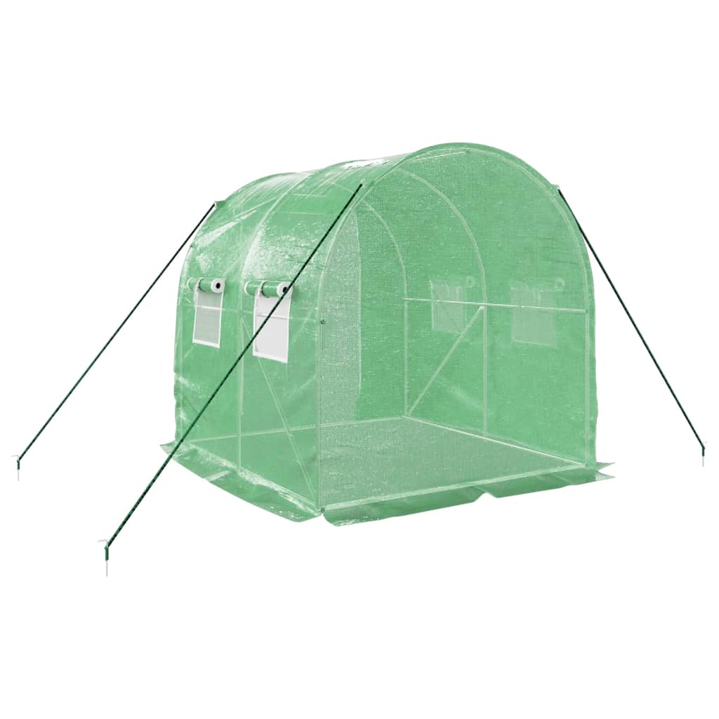 vidaXL Gewächshaus mit Stahlrahmen Grün 4 m² 2x2x2 m