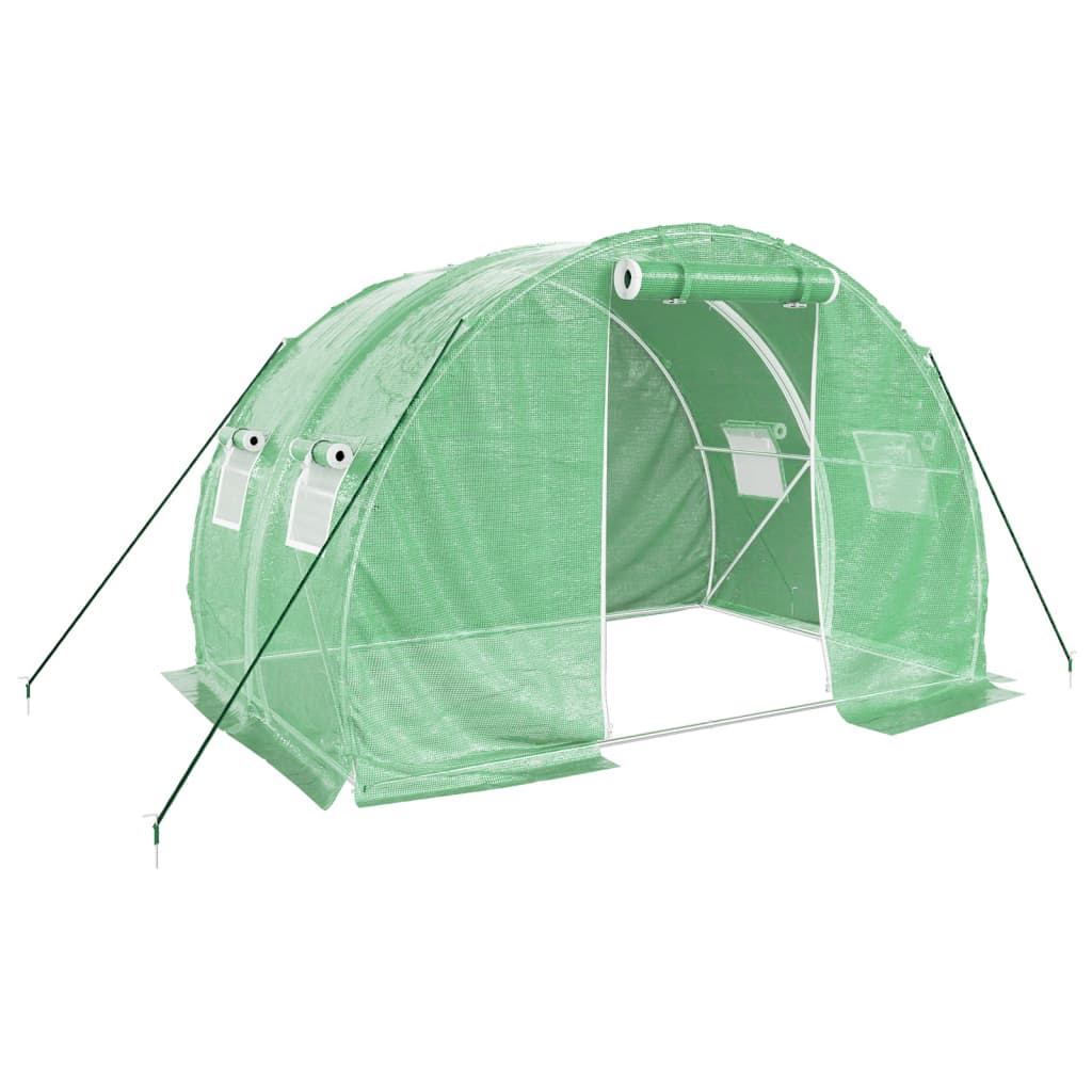 vidaXL Gewächshaus mit Stahlrahmen Grün 6 m² 3x2x2 m