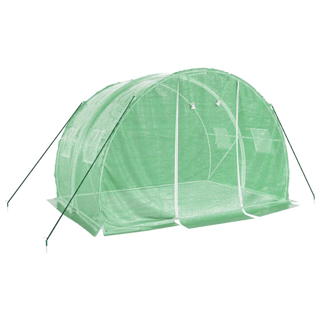 vidaXL Gewächshaus mit Stahlrahmen Grün 6 m² 3x2x2 m