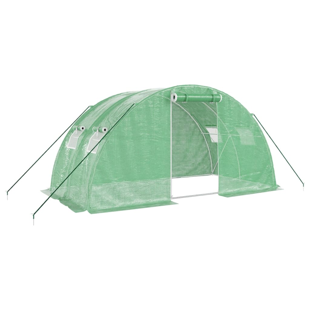 vidaXL Gewächshaus mit Stahlrahmen Grün 8 m² 4x2x2 m