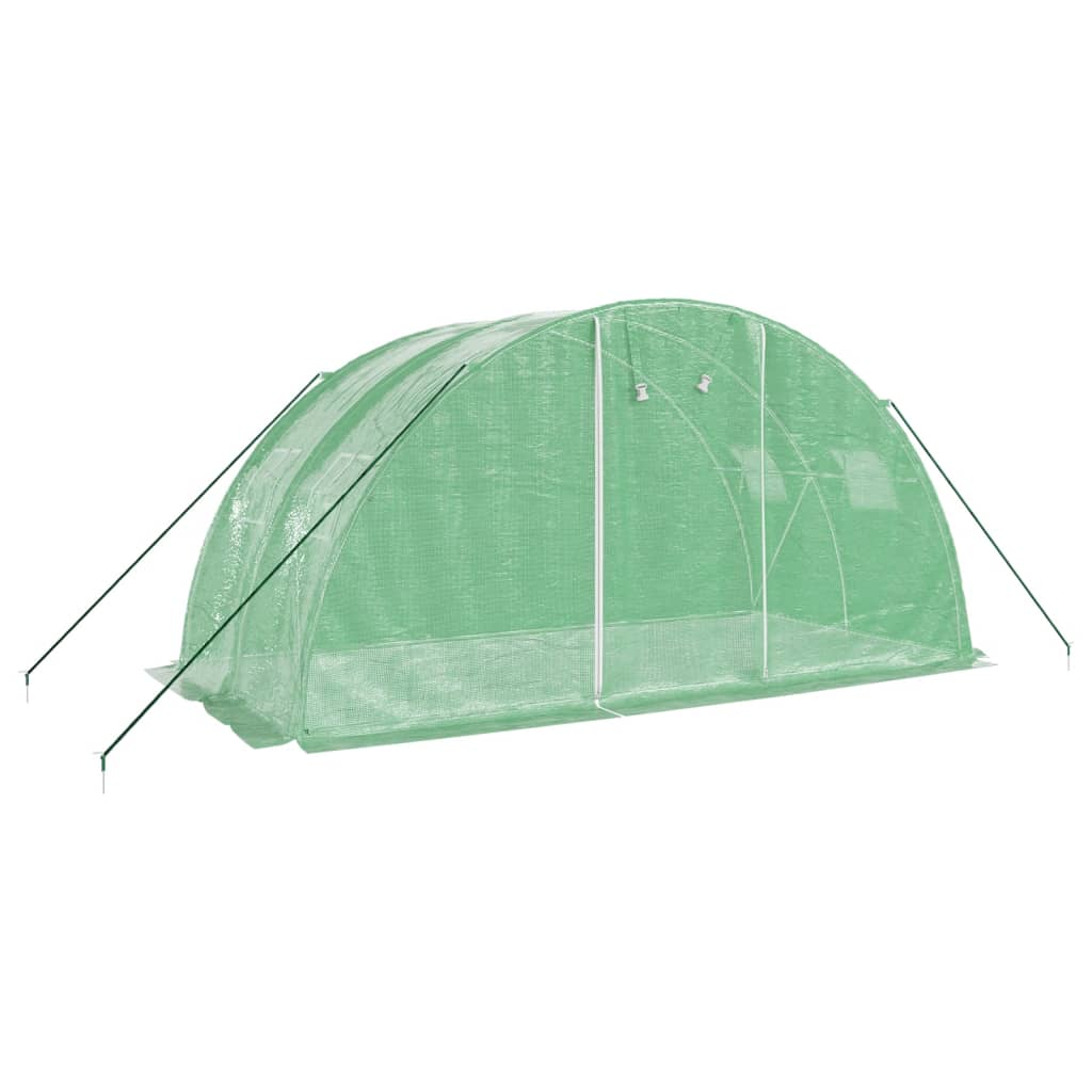 vidaXL Gewächshaus mit Stahlrahmen Grün 8 m² 4x2x2 m