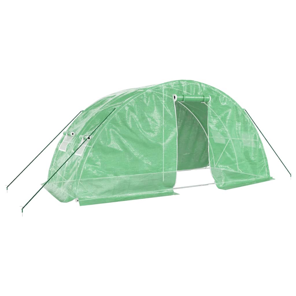 vidaXL Gewächshaus mit Stahlrahmen Grün 10 m² 5x2x2,3 m