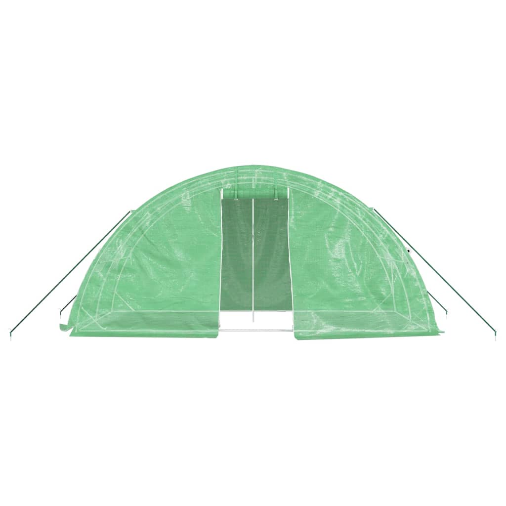 vidaXL Gewächshaus mit Stahlrahmen Grün 10 m² 5x2x2,3 m