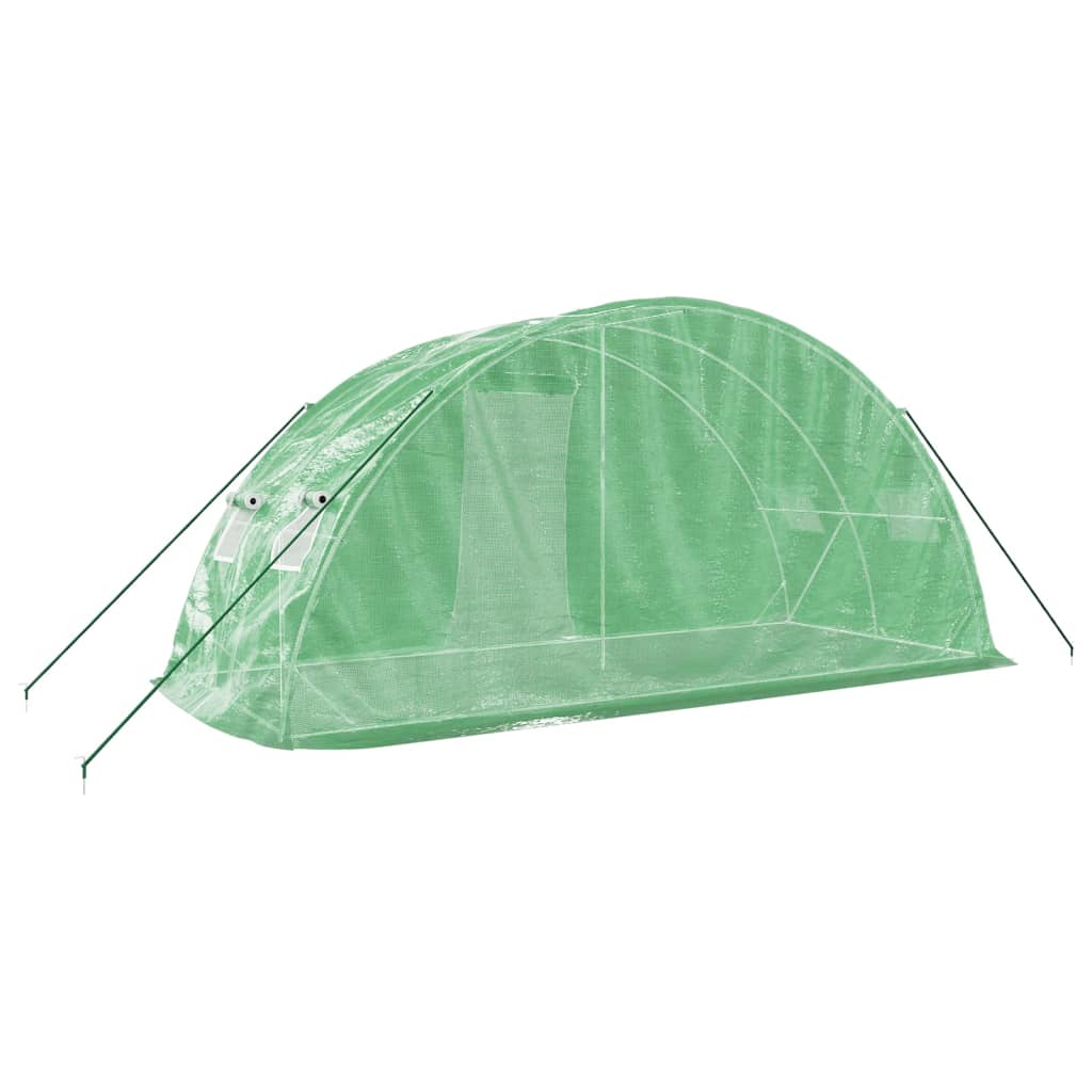 vidaXL Gewächshaus mit Stahlrahmen Grün 10 m² 5x2x2,3 m