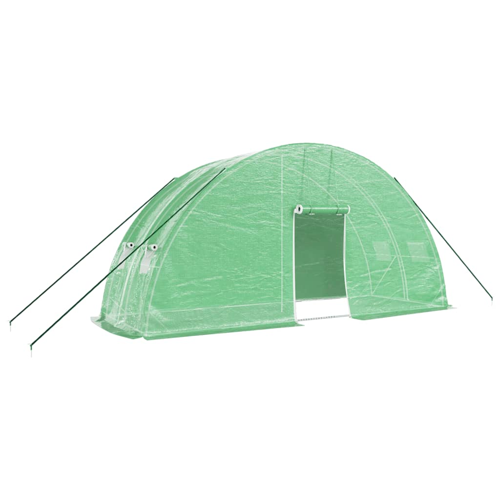 vidaXL Gewächshaus mit Stahlrahmen Grün 12 m² 6x2x2,85 m