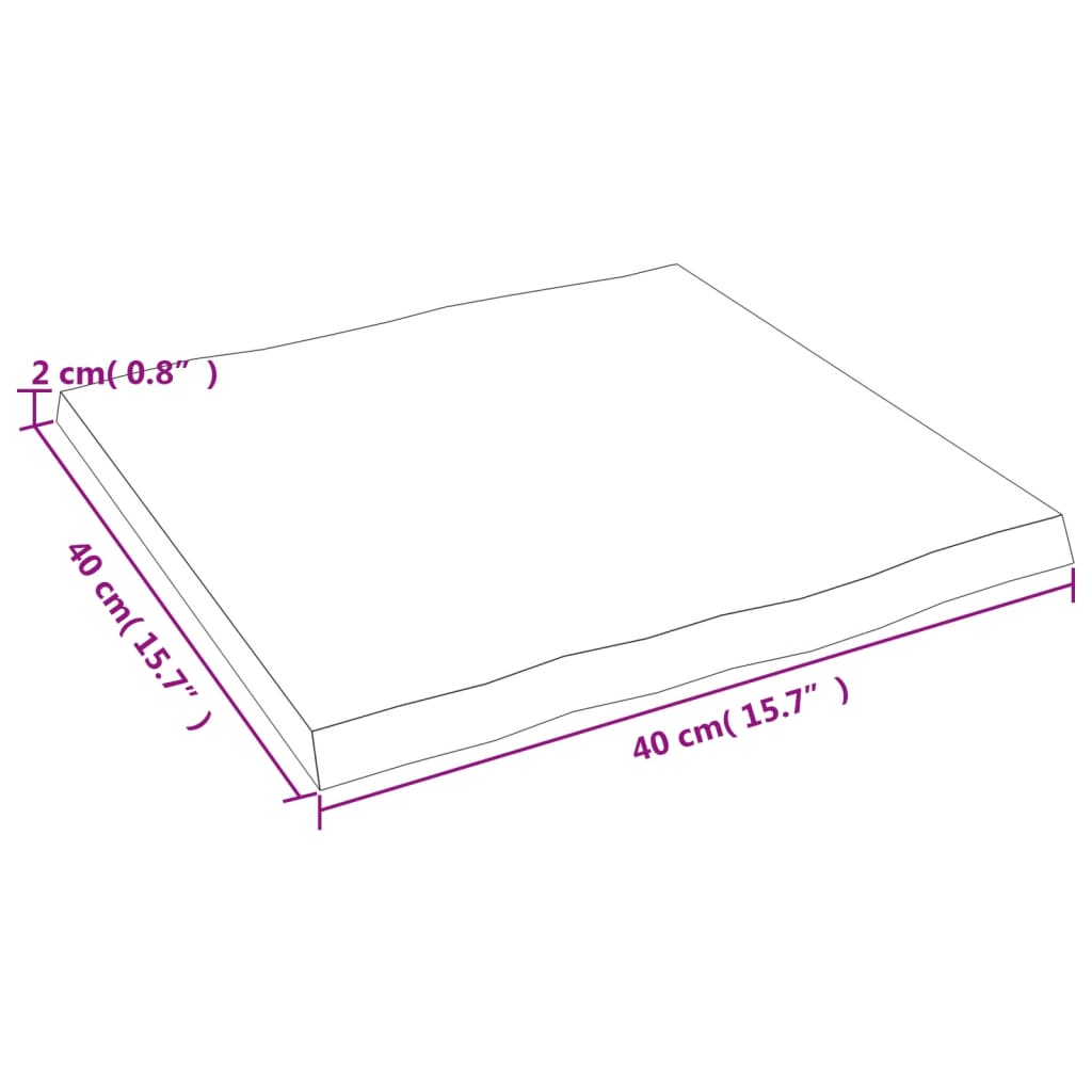 vidaXL Tischplatte 40x40x2 cm Massivholz Eiche Behandelt Baumkante