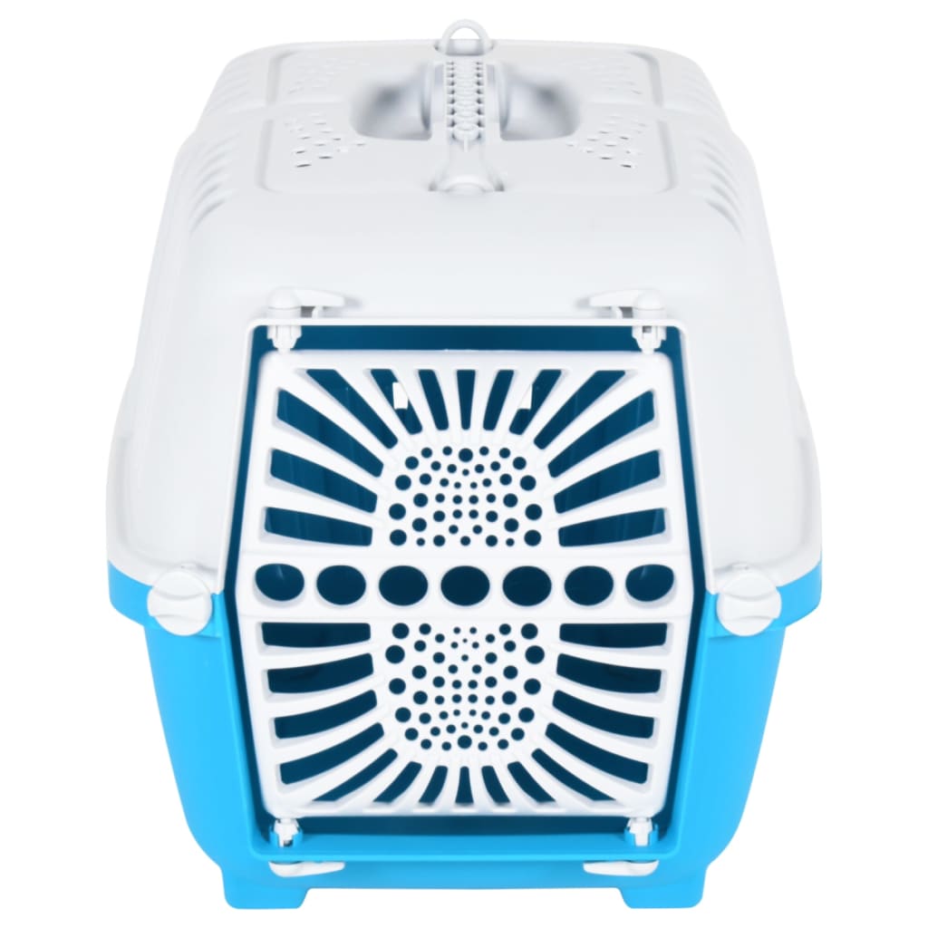 vidaXL Transportbox für Haustiere Weiß Blau 48x31,5x33 cm Polypropylen