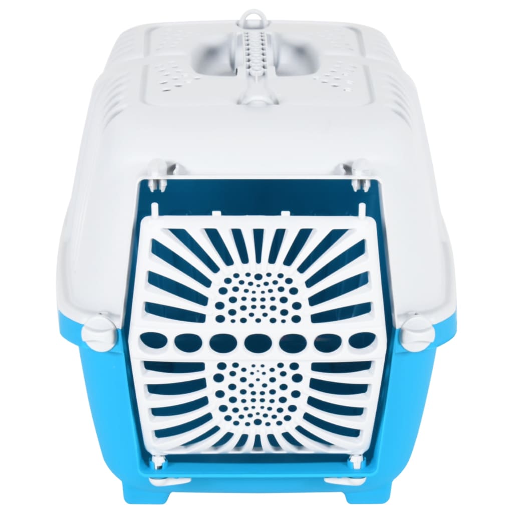 vidaXL Transportbox für Haustiere Weiß Blau 48x31,5x33 cm Polypropylen