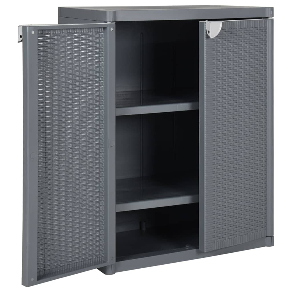 vidaXL Gartenschrank Grau 65x45x88 cm PP Rattan-Optik