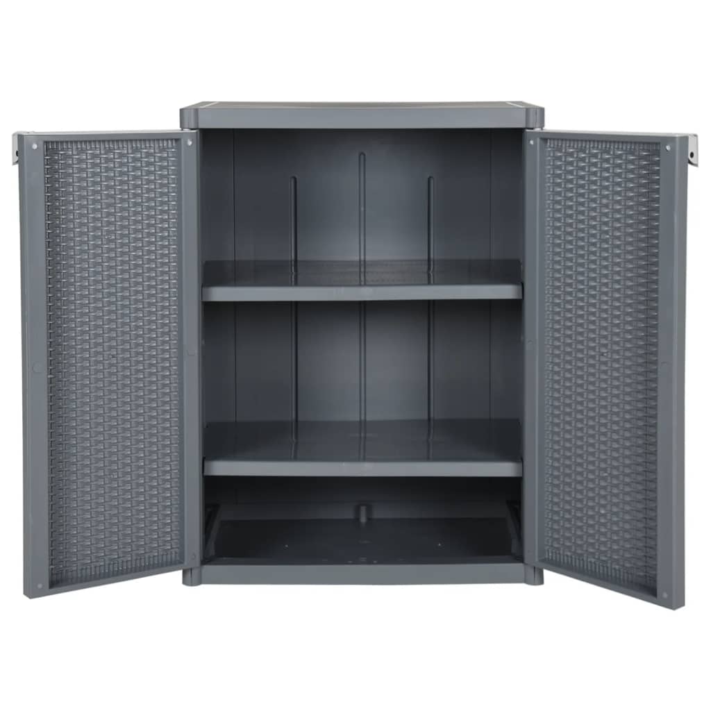 vidaXL Gartenschrank Grau 65x45x88 cm PP Rattan-Optik
