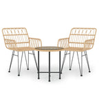 vidaXL 3-tlg. Garten-Essgruppe Poly Rattan