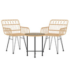vidaXL 3-tlg. Garten-Essgruppe Poly Rattan