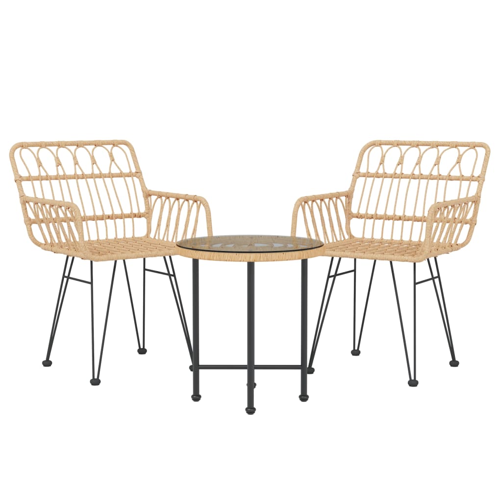 vidaXL 3-tlg. Garten-Essgruppe Poly Rattan