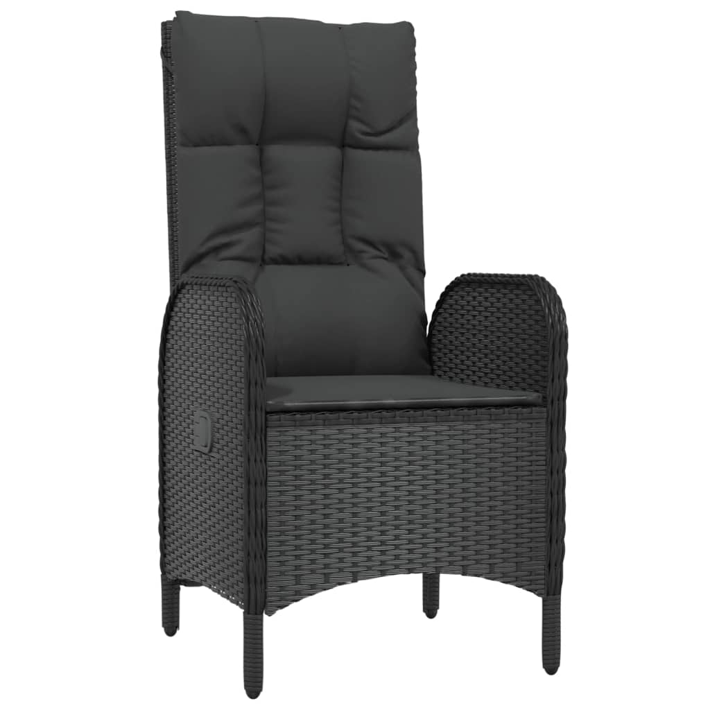 vidaXL 7-tlg. Garten-Essgruppe mit Kissen Schwarz und Grau Poly Rattan
