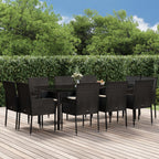 vidaXL 11-tlg. Garten-Essgruppe mit Kissen Beige Poly Rattan