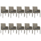 vidaXL 11-tlg. Garten-Essgruppe mit Kissen Schwarz & Grau Poly Rattan
