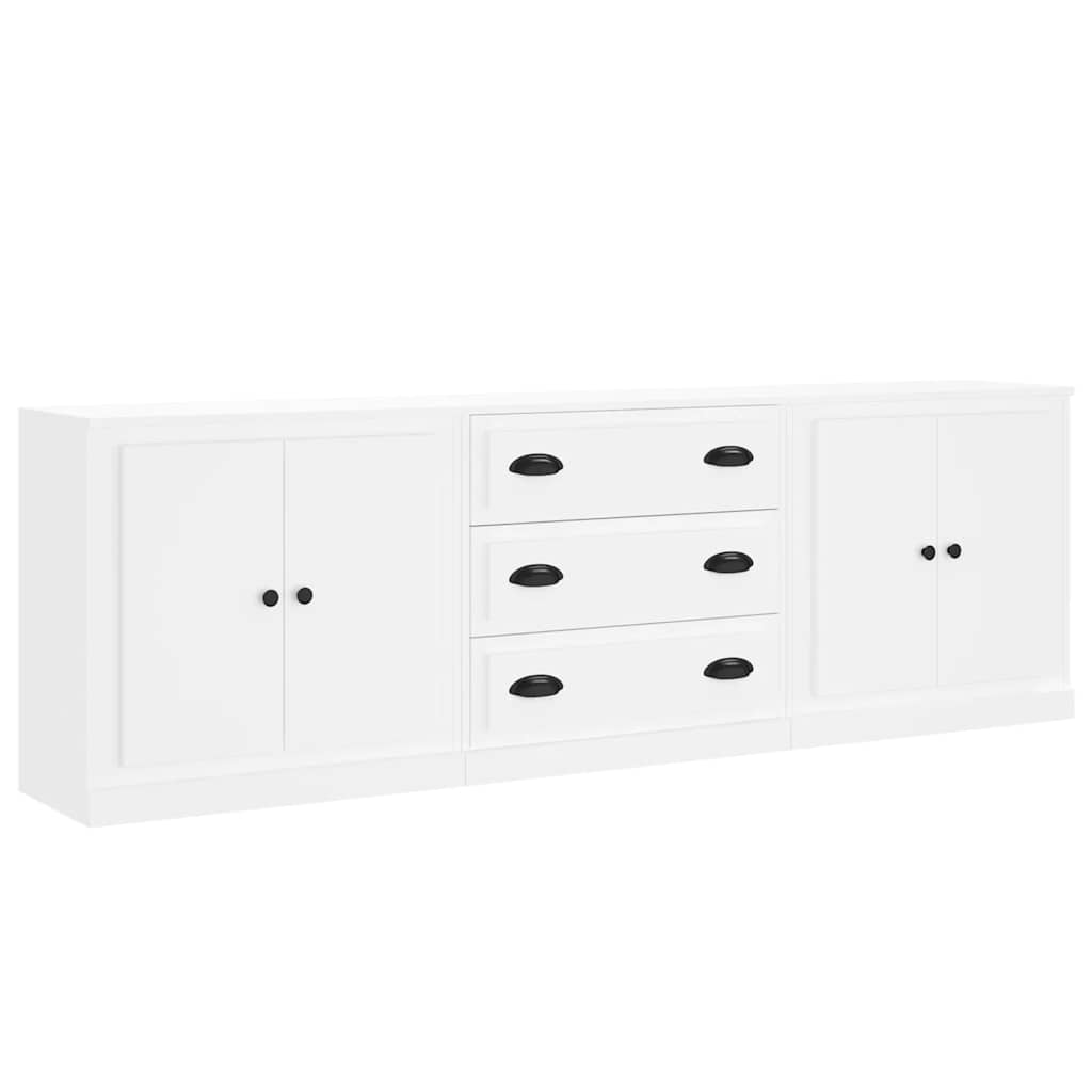 vidaXL Sideboards 3 Stk. Weiß Holzwerkstoff