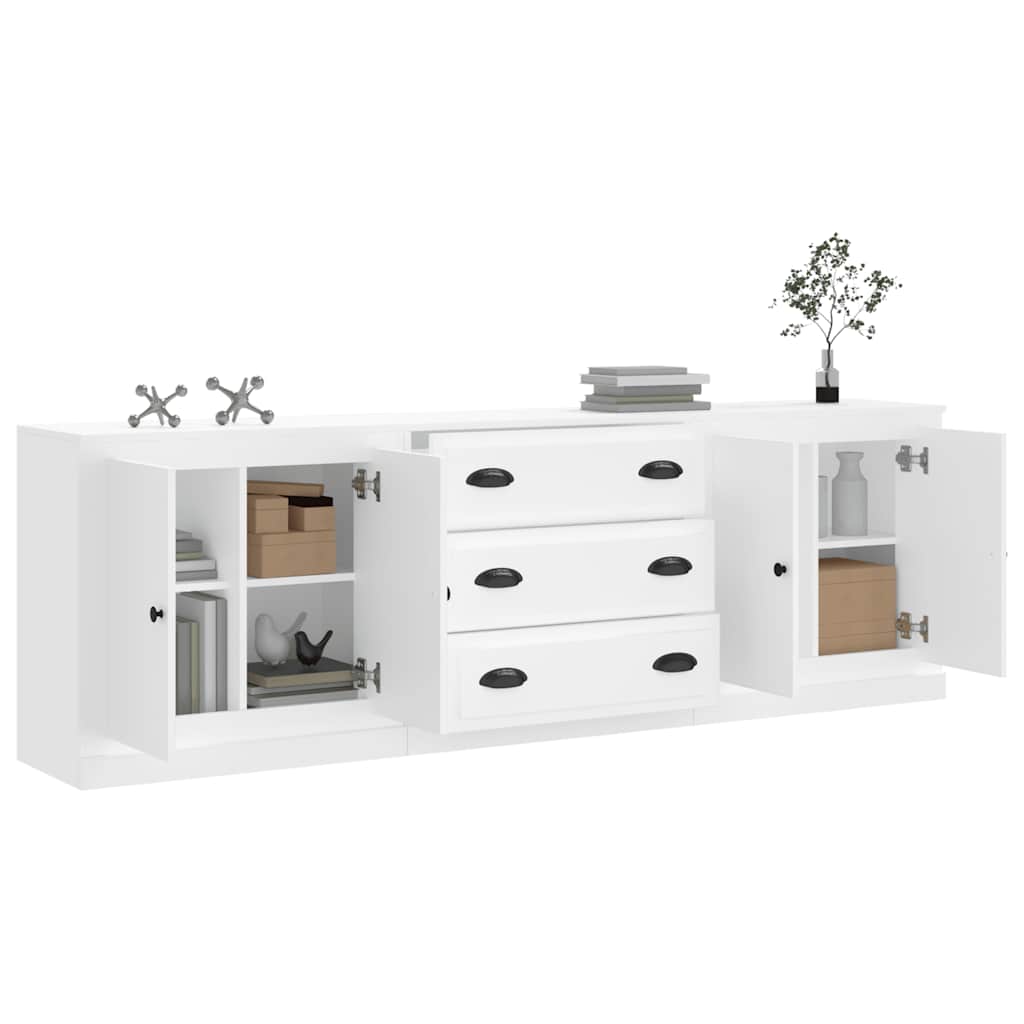 vidaXL Sideboards 3 Stk. Weiß Holzwerkstoff