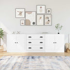 vidaXL Sideboards 3 Stk. Weiß Holzwerkstoff