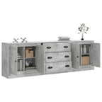 vidaXL Sideboards 3 Stk. Betongrau Holzwerkstoff