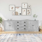vidaXL Sideboards 3 Stk. Betongrau Holzwerkstoff