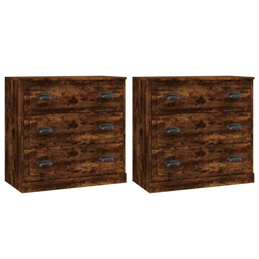 vidaXL Sideboards 2 Stk. Räuchereiche Holzwerkstoff