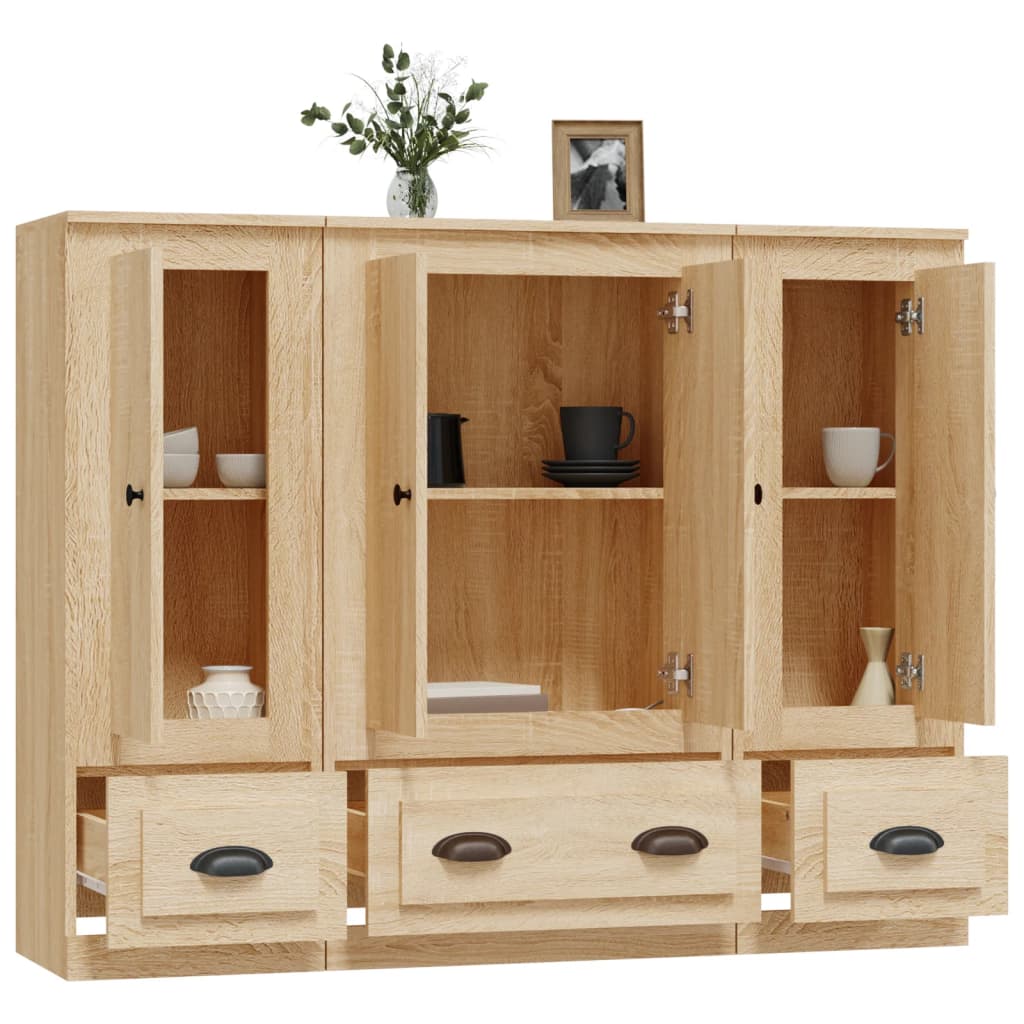 vidaXL Highboards 3 Stk. Sonoma-Eiche Holzwerkstoff