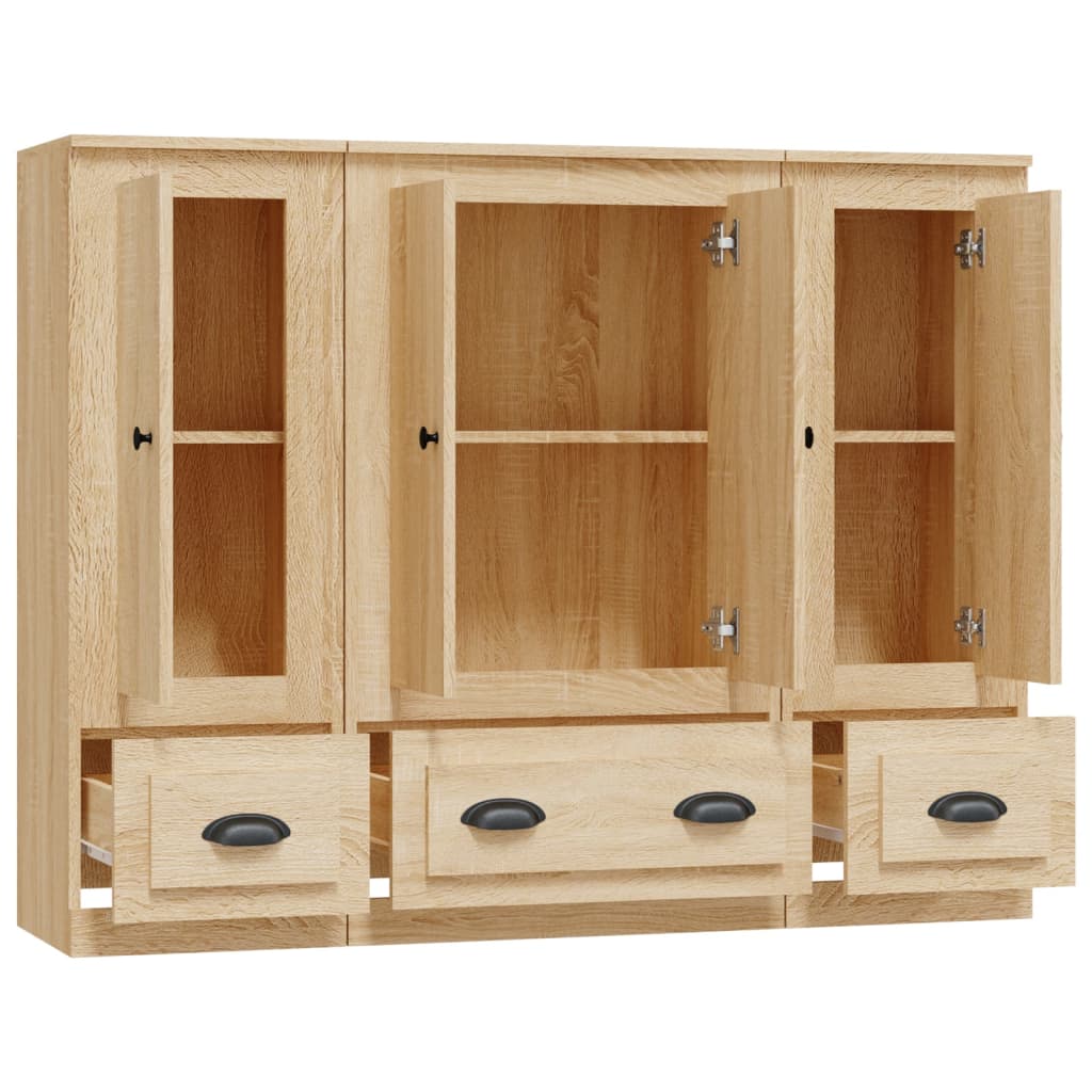vidaXL Highboards 3 Stk. Sonoma-Eiche Holzwerkstoff