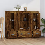 vidaXL Highboards 3 Stk. Räuchereiche Holzwerkstoff
